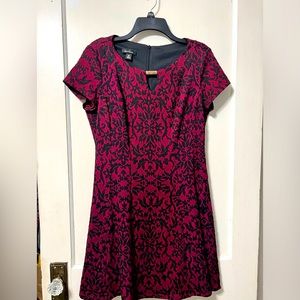 Black and maroon short sleeve dress
